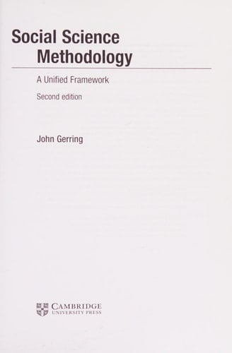 Social Science Methodology: A Unified Framework (Strategies for Social Inquiry)