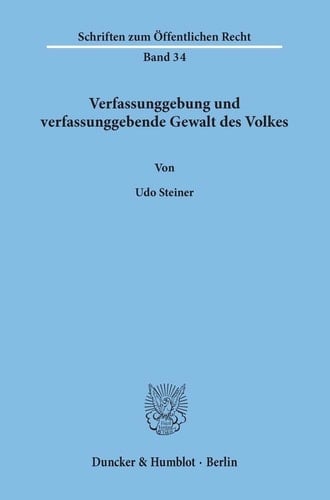 Verfassunggebung Und Verfassunggebende Gewalt Des Volkes (German Edition)