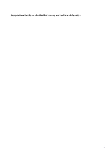 Computational Intelligence for Machine Learning and Healthcare Informatics