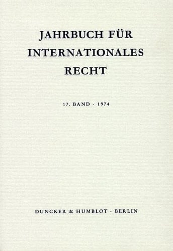 Jahrbuch Für Internationales Recht Bd. 17 (1974).