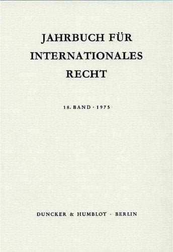 Jahrbuch Für Internationales Recht Bd. 18 (1975).