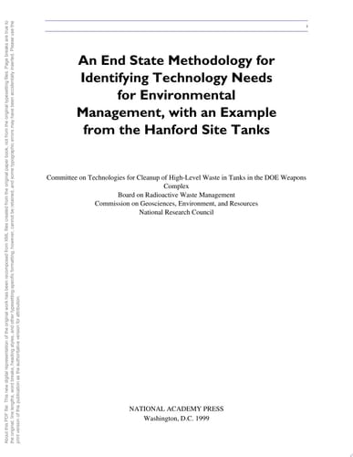 An End State Methodology for Identifying Technology Needs for Environmental Management, with an Example from the Hanford Site Tanks