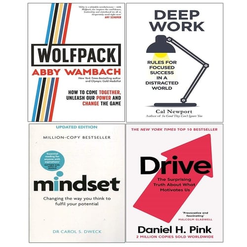 Wolfpack (Hardcover), Deep Work, Mindset, Drive Daniel Pink 4 Books Collection Set