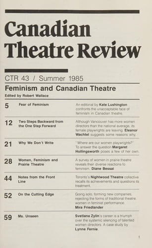 Canadian Theatre Checklist, 1985-1986