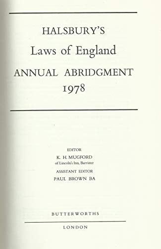 Halsbury's Laws of England Annual Abridgment 1977