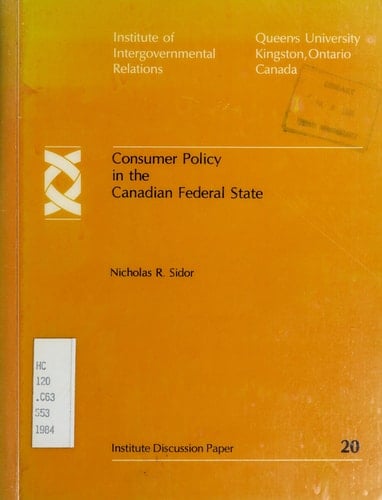 Consumer Policy in the Canadian Federal State