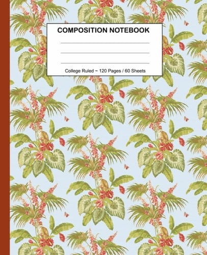 Tropical Floral Lined Composition Notebook 7. 5 X 9. 25 , 120 Pages, College Ruled