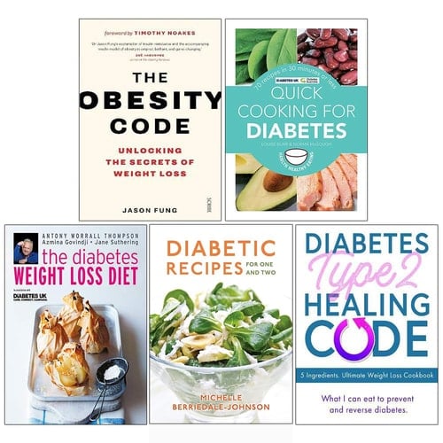 The Obesity Code, Quick Cooking For Diabetes, The Diabetes Weight Loss Diet, Diabetic Cooking For One And Two, Diabetes Type 2 Healing Code 5 Books Collection Set