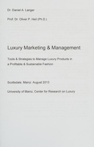 Luxury Marketing and Management