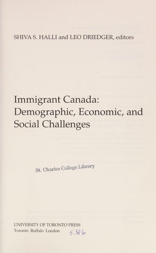 Immigrant Canada Demographic, Economic, and Social Challenges