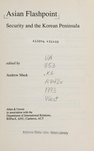 Asian Flashpoint Security and the Korean Peninsula