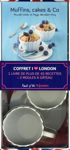 Coffret I love London Muffins, cakes & Co, avec 2 moules à gâteau