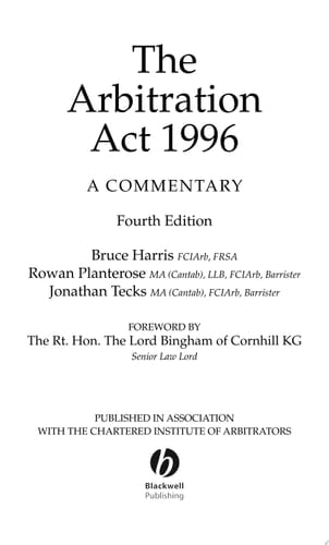The Arbitration Act 1996 A Commentary