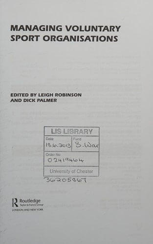 Managing voluntary sport organizations