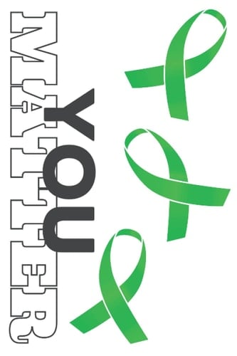 You Matter Journal/Notebook: 200 Pages Green Ribbons (White) Journal