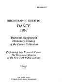 Bibliographic Guide to Dance 1987