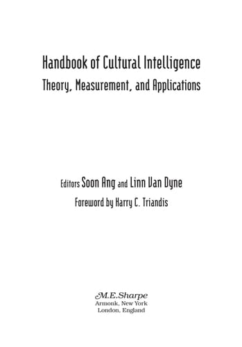 Handbook of Cultural Intelligence: Theory Measurement and Application