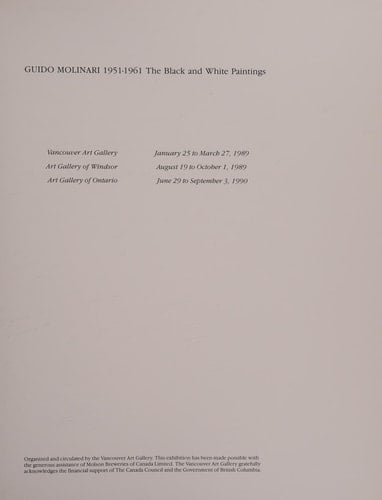 Guido Molinari, 1951-1961 The Black and White Paintings
