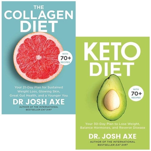 The Collagen Diet: A 28-Day Plan for Sustained Weight Loss, Glowing Skin, Great Gut Health and a Younger You & Keto Diet By Dr Josh Axe 2 Books Collection Set
