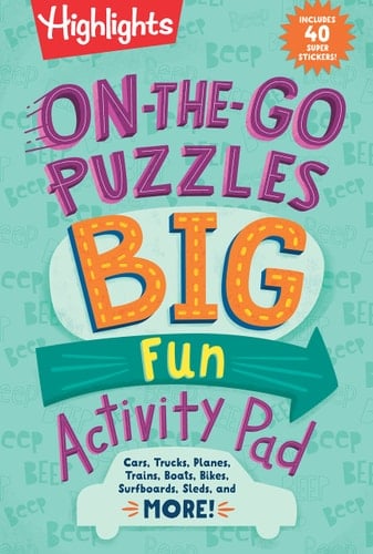 On-the-Go Puzzles Big Fun Activity Pad Kids Travel Activity Pad with Over 90 Puzzles and 40 Stickers, Road Trip Games and Car Activities for Ages 69
