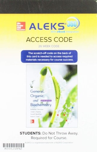 ALEKS 360 Access Card (1 Semester) for General, Organic and Biochemistry