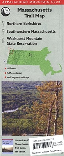 AMC Massachusetts Trail Map Northern Berkshires / Southwestern Massachusetts / Wachusett Mountain State Reservation
