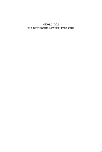 Die russische Sowjetliteratur Namen, Daten, Werke