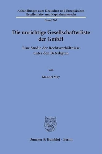 Die Unrichtige Gesellschafterliste Der Gmbh