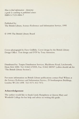How to Find information -- Chemistry: A Guide To Searching in Published Sources (How to Find Series)