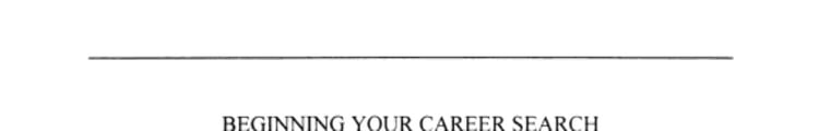 Beginning Your Career Search