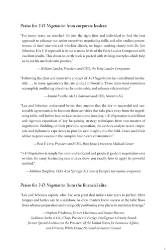 3-D Negotiation Powerful Tools to Change the Game in Your Most Important Deals