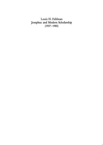 Josephus and Modern Scholarship (1937–1980)