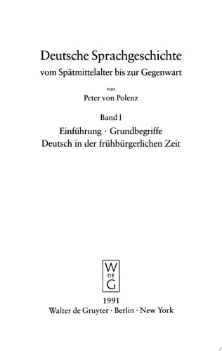 Einführung, Grundbegriffe, Deutsch in der frühbürgerlichen Zeit