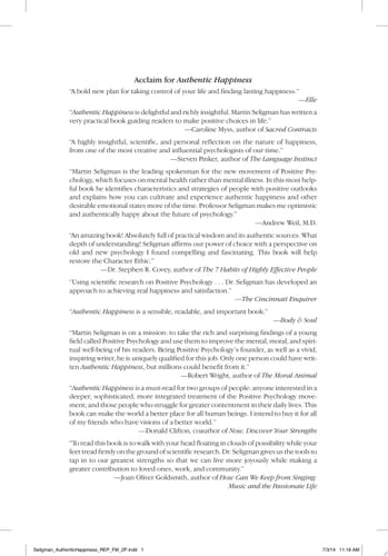 Authentic Happiness Using the New Positive Psychology to Realize Your Potential for Lasting Fulfillment