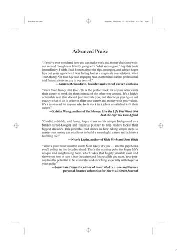 Work Your Money, Not Your Life How to Balance Your Career and Personal Finances to Get What You Want