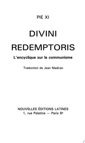 Divini Redemptoris l'encyclique sur le communisme