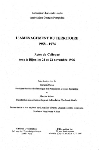 L'AMENAGEMENT DU TERRITOIRE 1958-1974