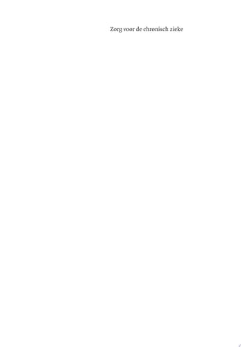 Zorg Voor de Chronisch Zieke Basiswerken Verpleging en Verzorging