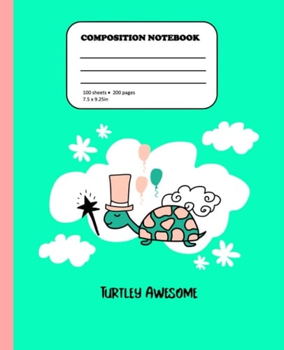 Kids Composition Book: Cute Pastel Turtle Notebook, 200 Pages College Ruled 7.5x9.25" Back to School