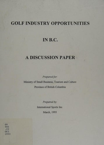 Golf Industry Study Environmental Impact Supplement