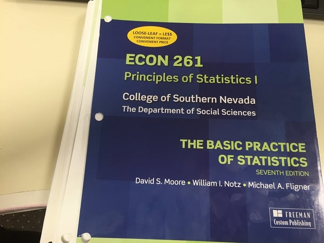Econ 261 Principles of Statistics I College of Southern Nevada The Department of Social Sciences