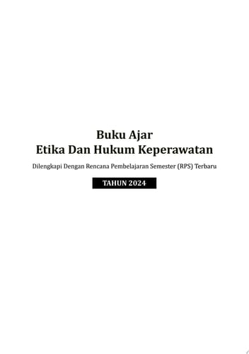 Buku Ajar Etika Dan Hukum Keperawatan
