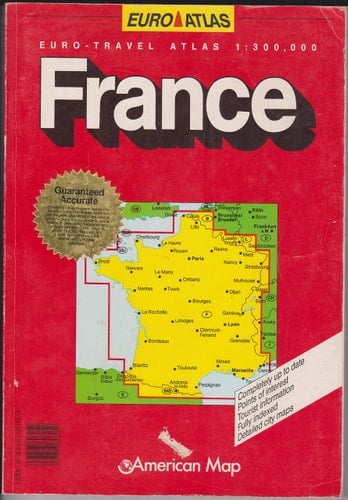 Euro-travel Atlas 1:300,000 Completely Up to Date, Points of Interest, Extensive Index, Detailed City Maps. France