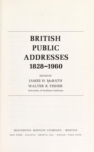 British Public Addresses, 1828-1960