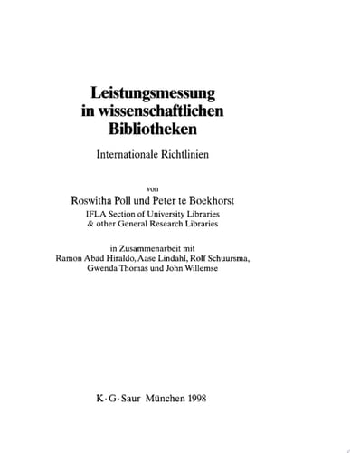Leistungsmessung in wissenschaftlichen Bibliotheken