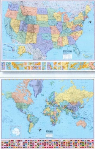 U. S and World Wall Map