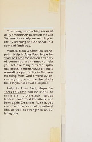 Help in Ages Past, Hope for Years to Come Daily Devotions from the Old Testament
