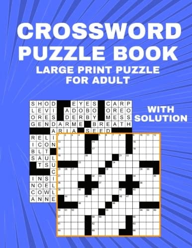 Crossword Puzzle Book: Large Print, For Adult, With Solutions