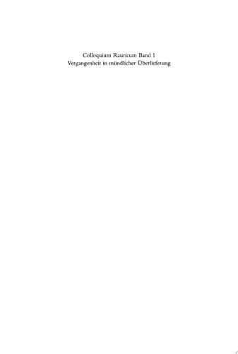 Vergangenheit in mündlicher Überlieferung