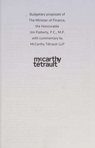 Canadian Federal Budget 2013, March 21, 2013